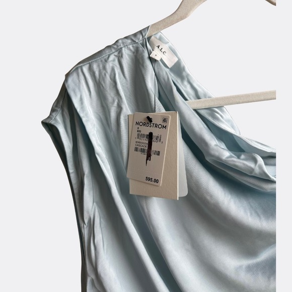 NWT A.L.C. Penny Satin Maxi Dress Cascade Blue sz 0 - Picture 4 of 9